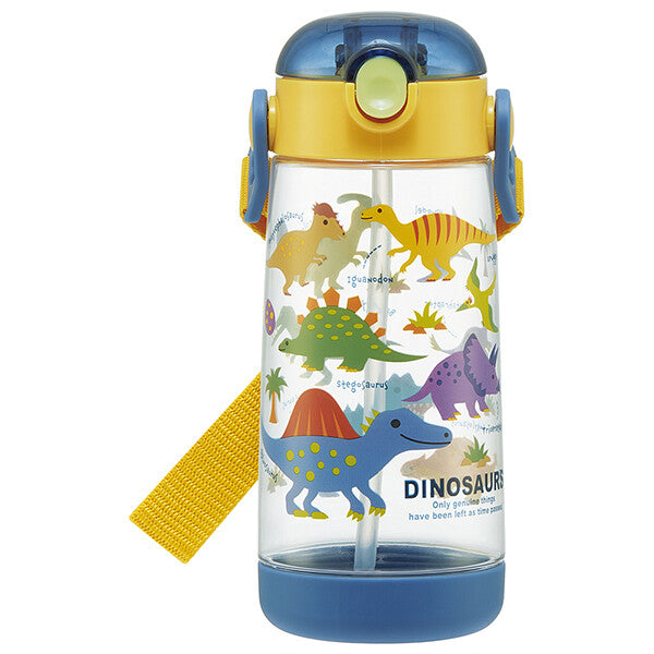 Skater One Push Straw Bottle 480ml -Dinosaur Spicture Book