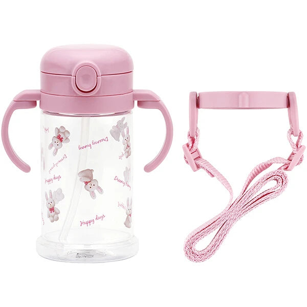 Skater folding straw mug with double handles and shoulder strap- Plush Rabbit