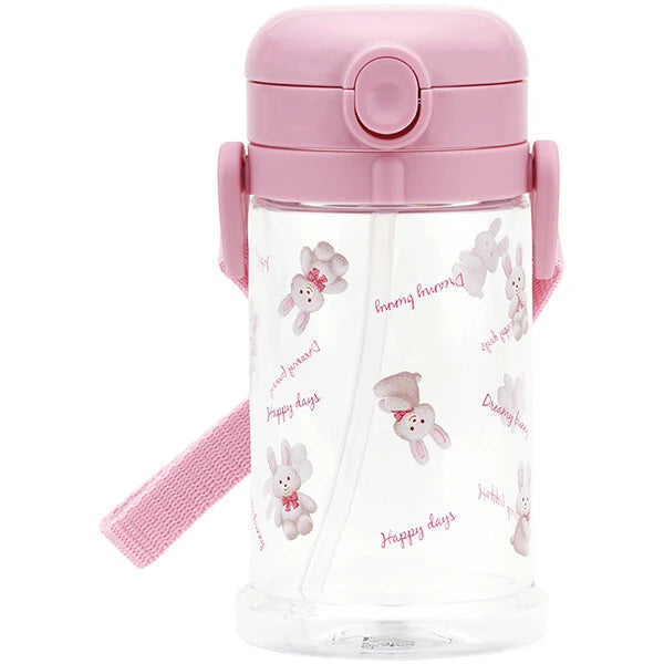 Skater folding straw mug with double handles and shoulder strap- Plush Rabbit
