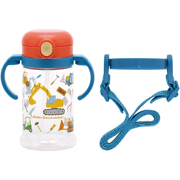 Skater folding straw mug with double handles and shoulder strap- Working vehicle