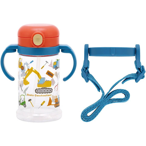 Skater folding straw mug with double handles and shoulder strap- Working vehicle