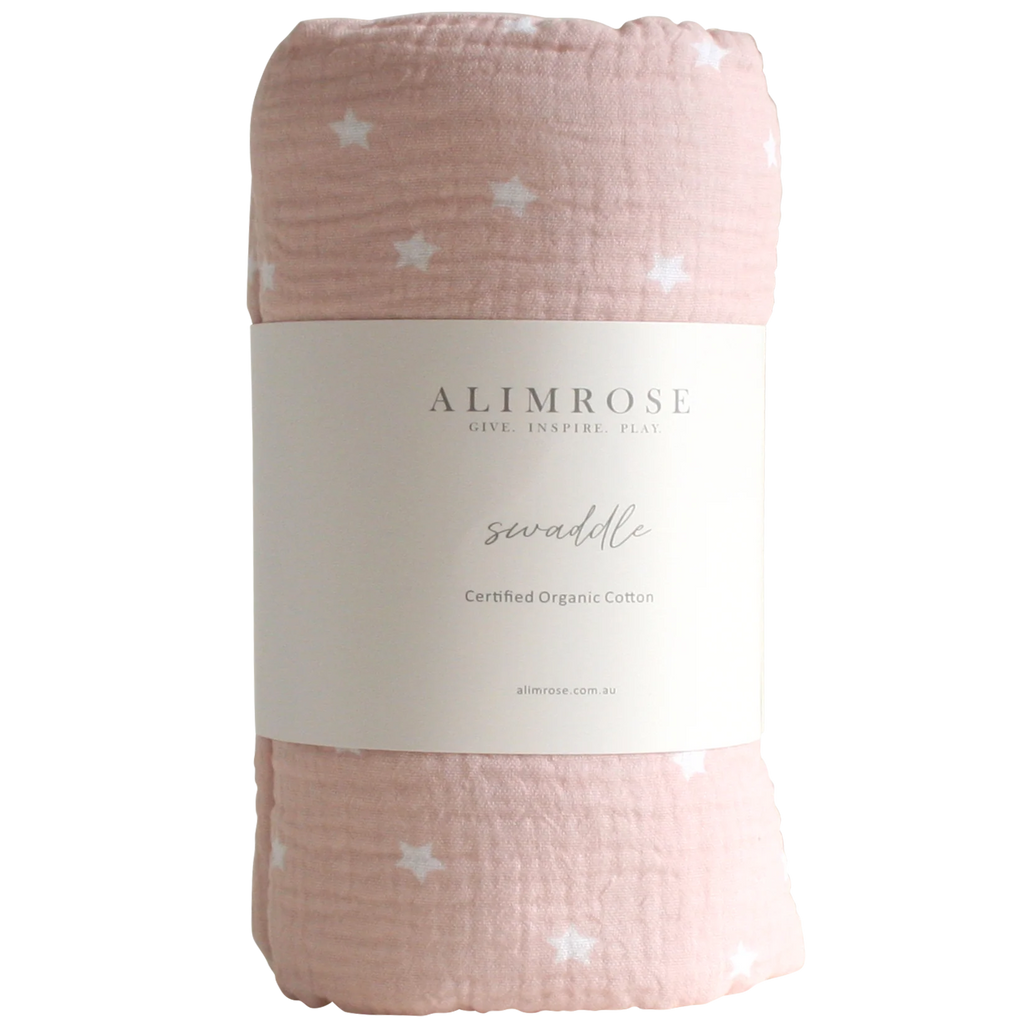 Alimrose Muslin Swaddle Starry Night Pink