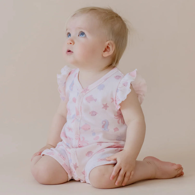 Marquise Seascape Flutter Sleeve Romper