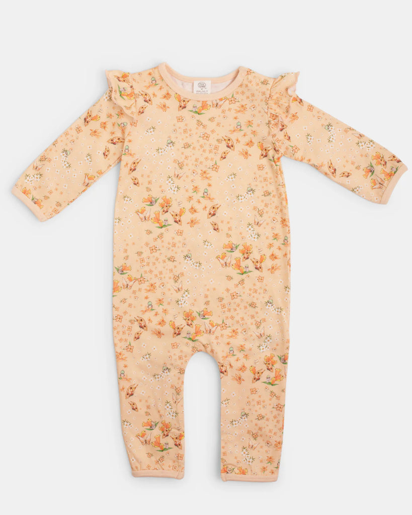 May Gibbs x Walnut May Gibbs Scout Frill Onesie - Peach Floral size:1