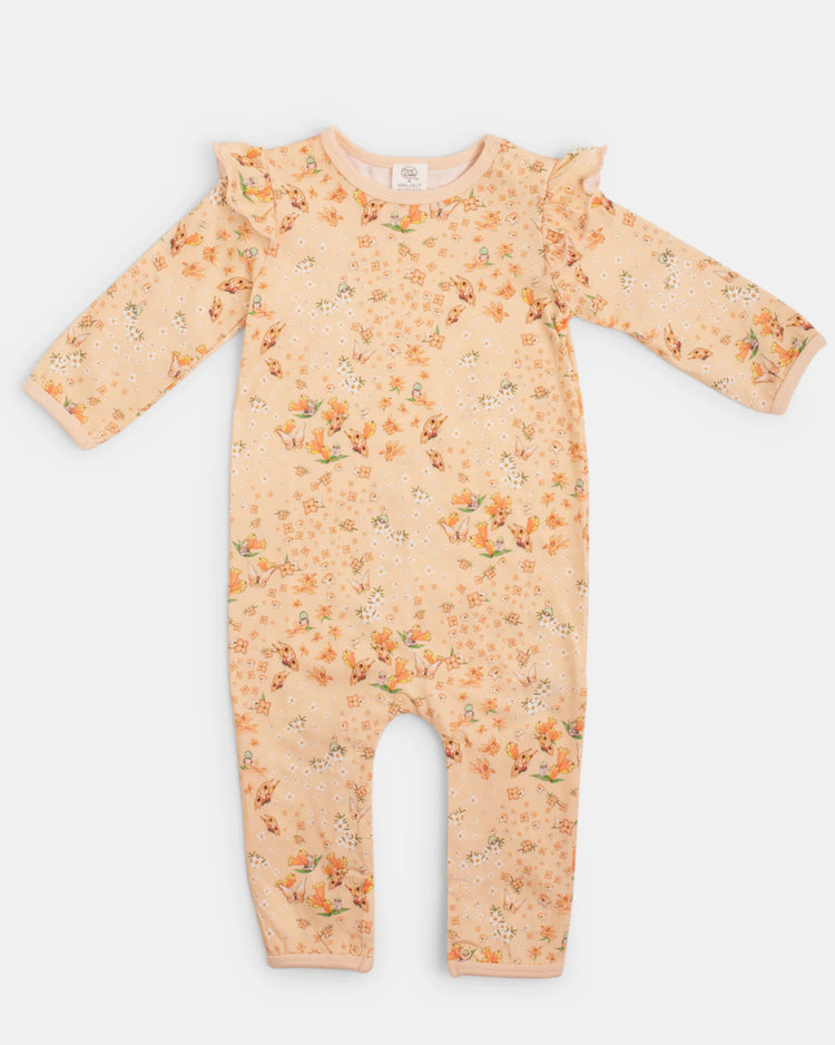 May Gibbs x Walnut May Gibbs Scout Frill Onesie - Peach Floral size:1