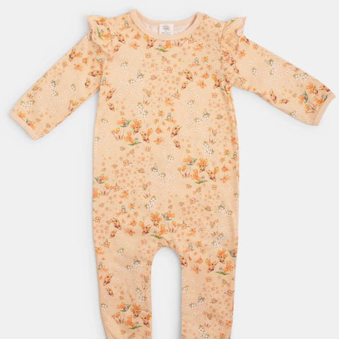 May Gibbs x Walnut May Gibbs Scout Frill Onesie - Peach Floral size:1