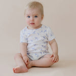 Marquise Seascape Floral Puff Sleeve Romper