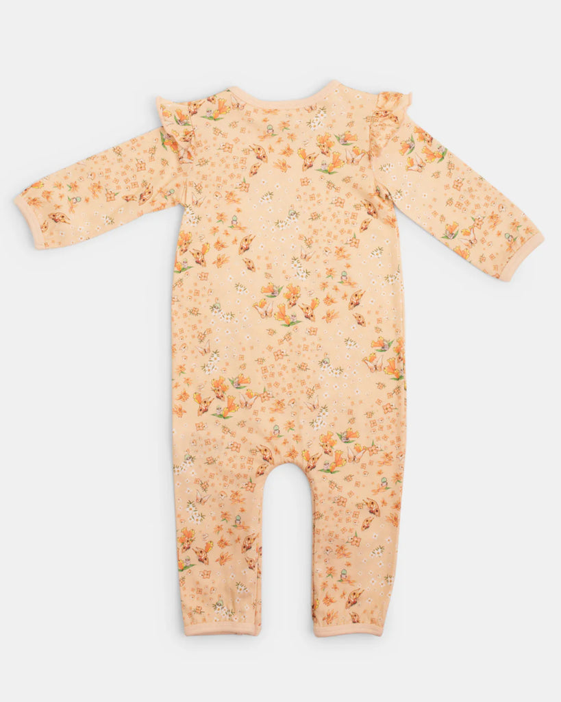 May Gibbs x Walnut May Gibbs Scout Frill Onesie - Peach Floral size:1