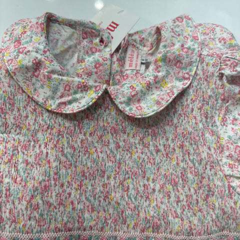 Meleze Hand Smocked Dress Pink/Green 05 Floral 9m-8Y