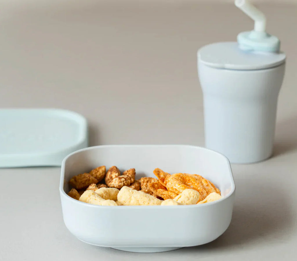 Miniware Sip and Snack Bowl Set - Vanilla/Aqua