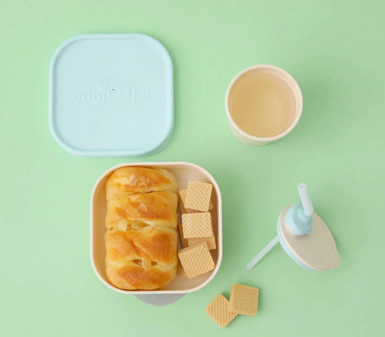 Miniware Sip and Snack Bowl Set - Vanilla/Aqua