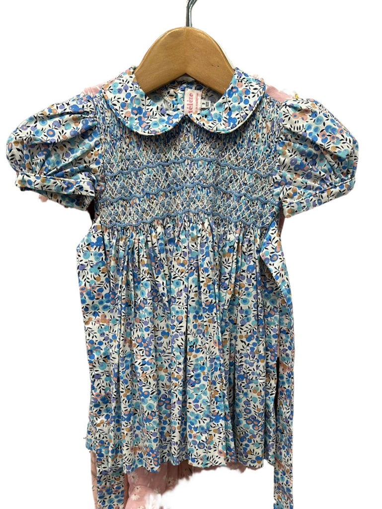 Meleze Hand Smocked Dress Light Blue 6-18M