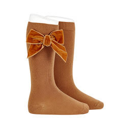 Condor Knee sock with side velet bow 2489/2 -688 Canela