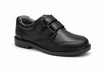 SPINGO Boys Black Leather School Shoes - Velcro Strap