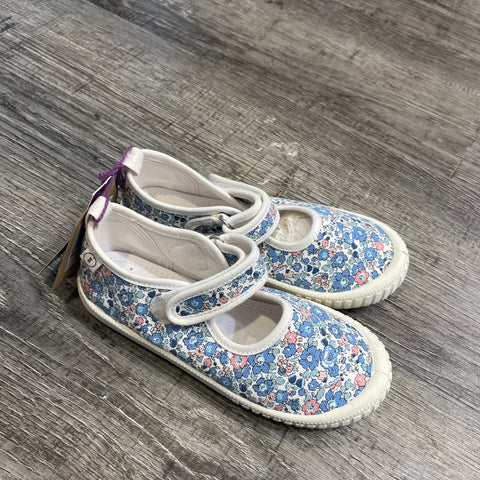 Walnut Liberty Fabric Mary Jane Canvas - Rainbow Floral