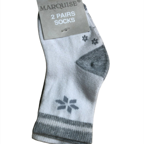 Marquise Knitted socks two pairs star white and grey