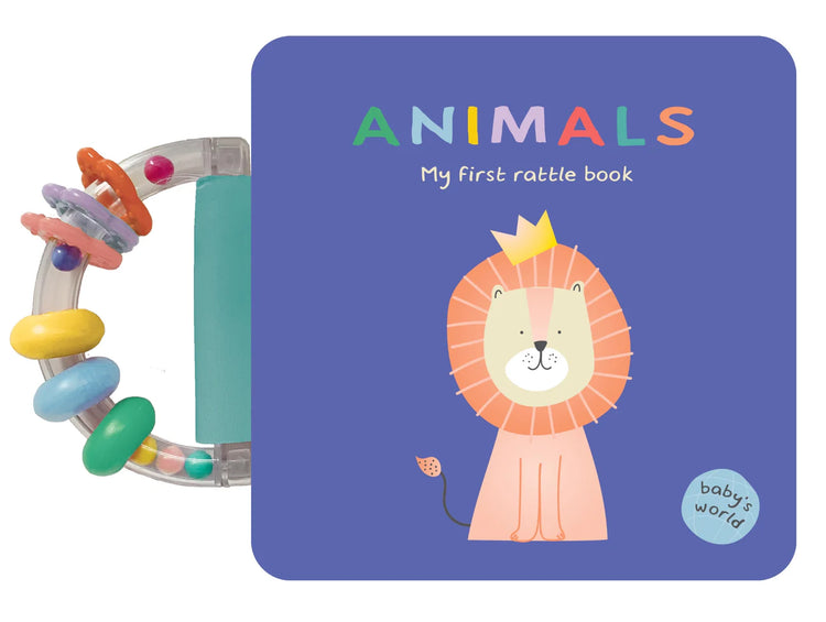 Baby's World - Rattle Handle Board Book - Animals