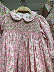 Meleze Hand Smocked Dress Long Sleeves PP Floral 6M-8Y