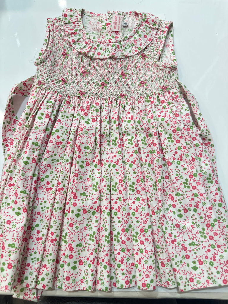 Meleze Hand Smocked Dress Pink/Green 03 Floral 12M-8Y