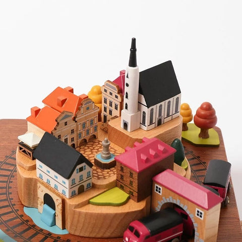 Wonderful life Autumn Train - City  Wooden Music Box