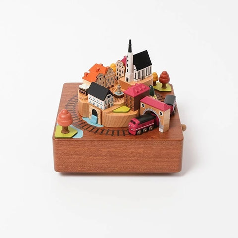 Wonderful life Autumn Train - City  Wooden Music Box