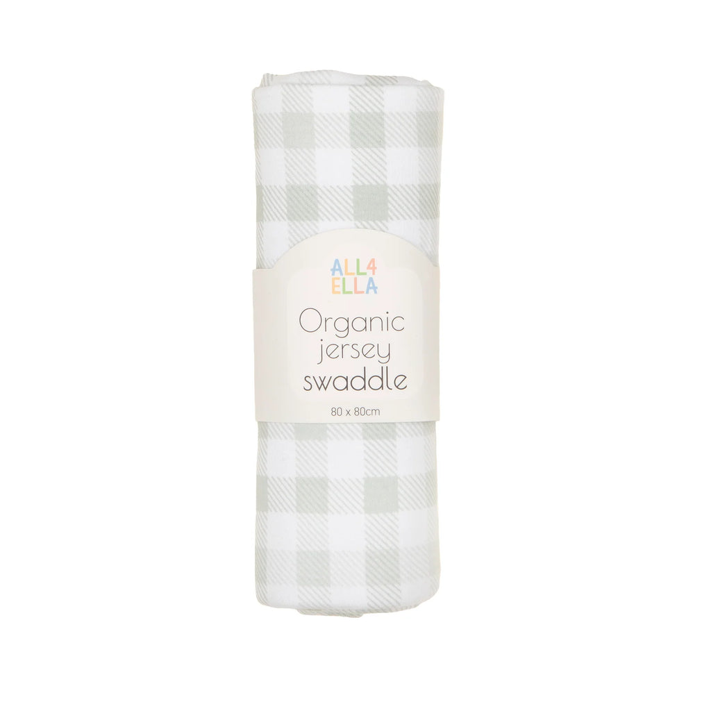 ALL4ELLA Organic jersey swaddle - Gingham Sage