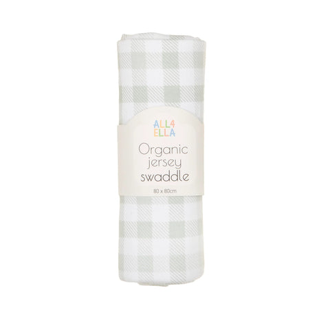 ALL4ELLA Organic jersey swaddle - Gingham Sage
