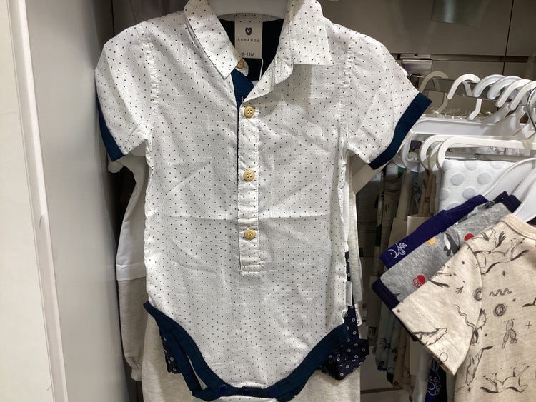 Korango bodysuit white/navy Polkadots 6-12M