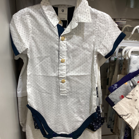 Korango bodysuit white/navy Polkadots 6-12M