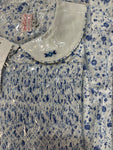 Meleze Hand Smocked Dress White Blue Floral 02 1-8Y