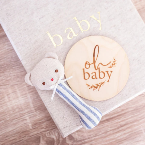 Alimrose Ted Stick Rattle Chambray Stripe