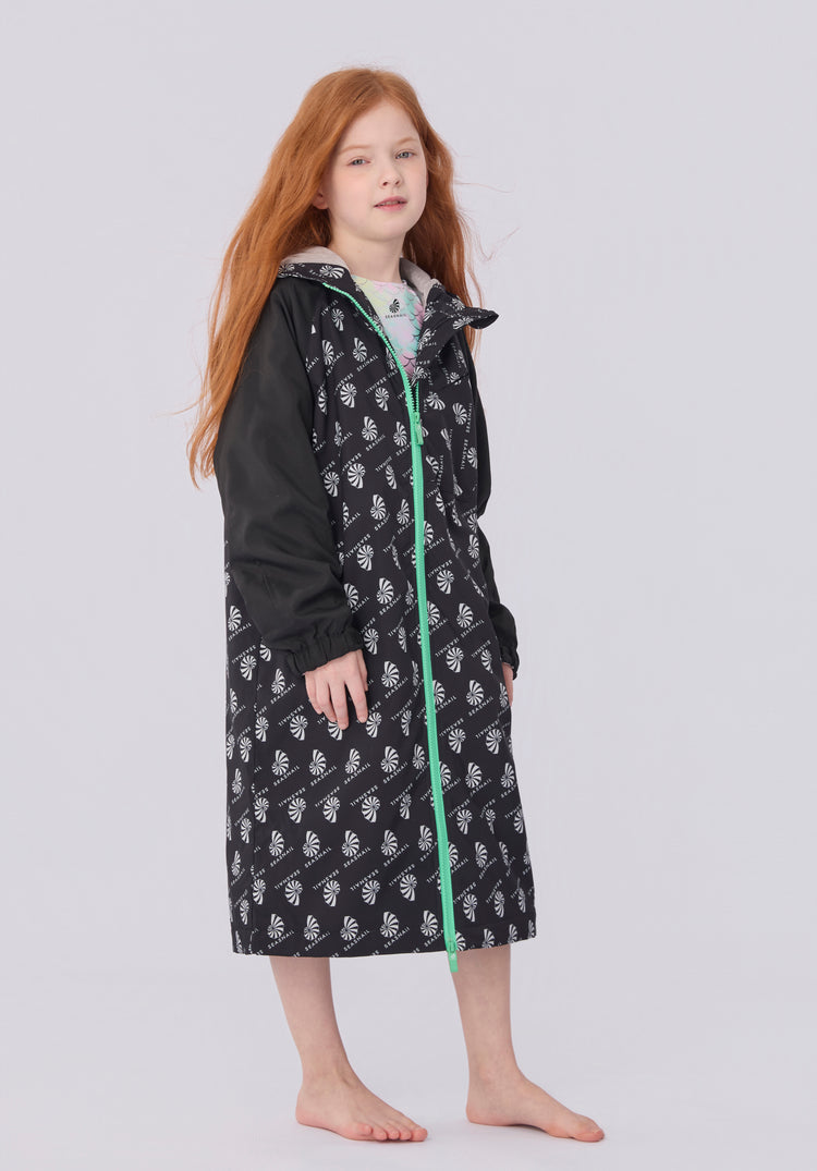 Seasnail Swim Parka For Kids- Logo Pattern