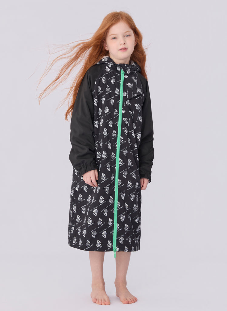 Seasnail Swim Parka For Kids- Logo Pattern