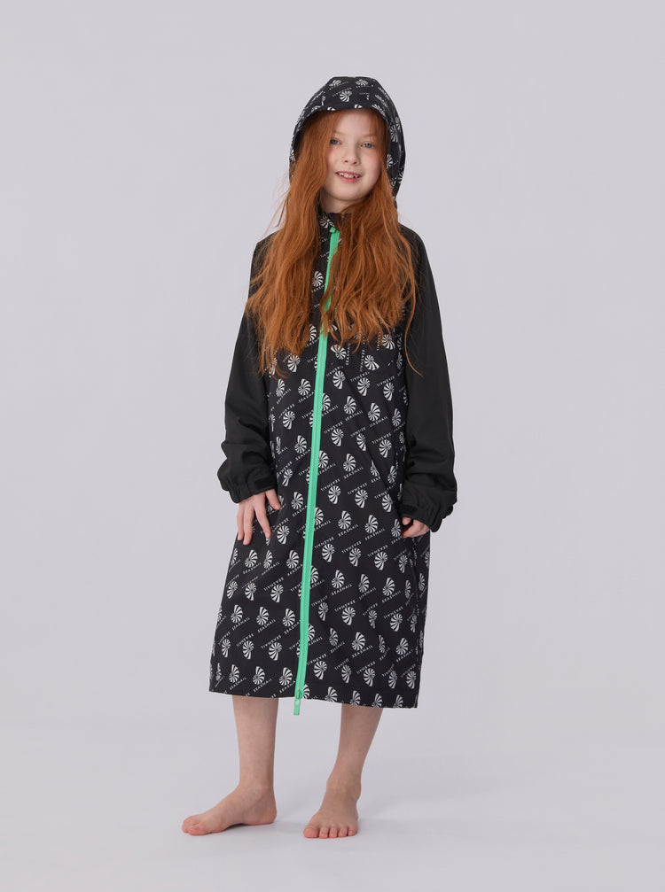 Seasnail Swim Parka For Kids- Logo Pattern