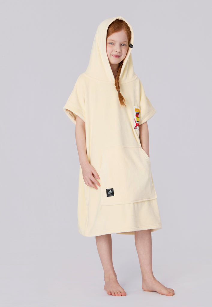 Seasnail Swim Hooded Towel For Kids- Ivory