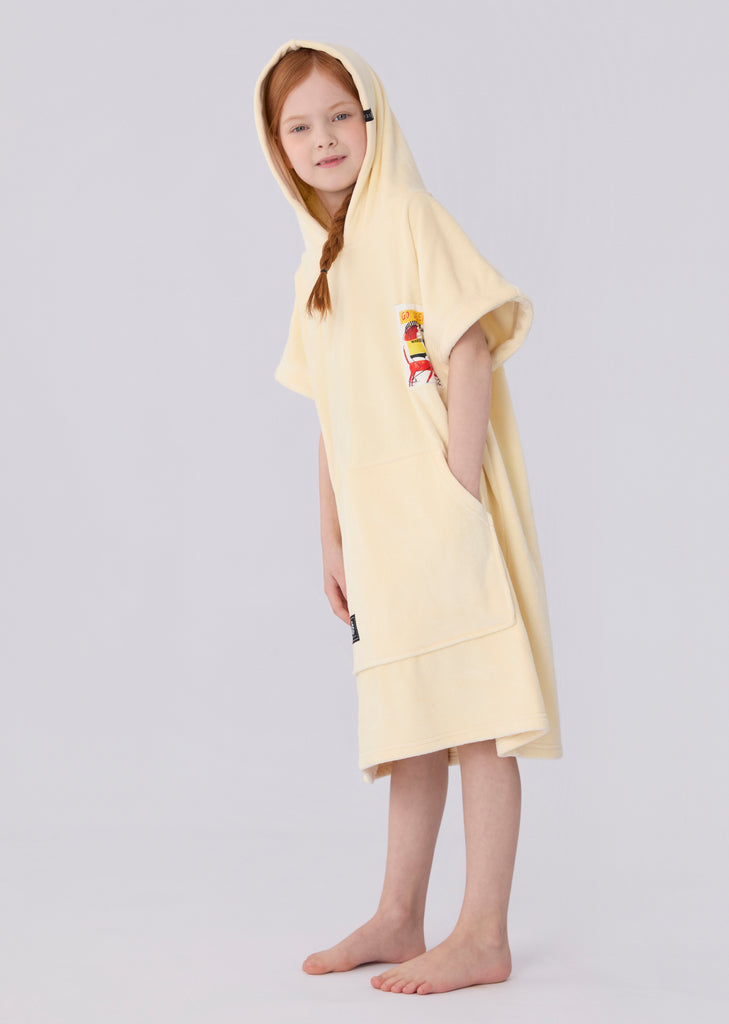 Seasnail Swim Hooded Towel For Kids- Ivory