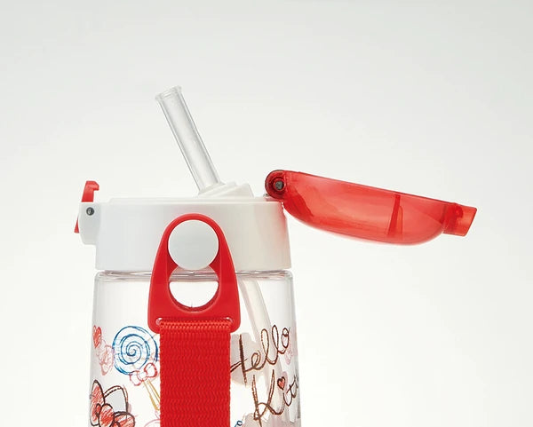 Skater One Push Straw Bottle 480ml -Hello Kitty