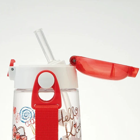 Skater One Push Straw Bottle 480ml -Hello Kitty