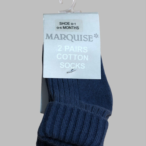 Marquise Steel Blue Knitted Plain 2 Pack socks