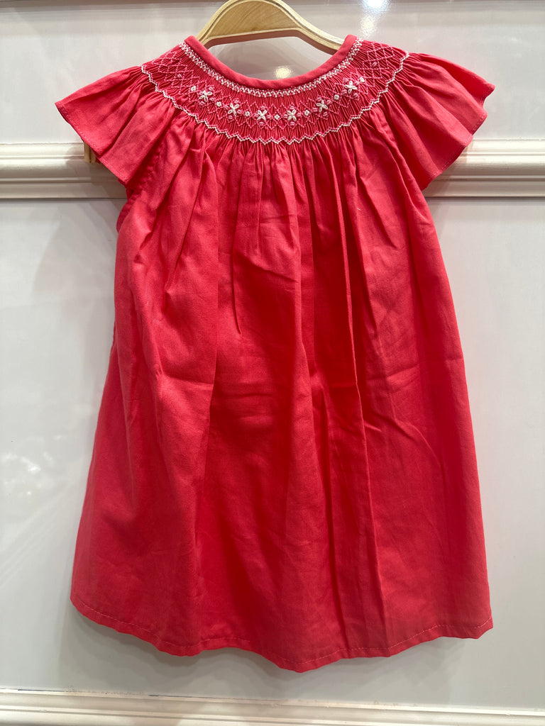 Meleze Hand Smocked Dress Red 6M-2Y With Underwear