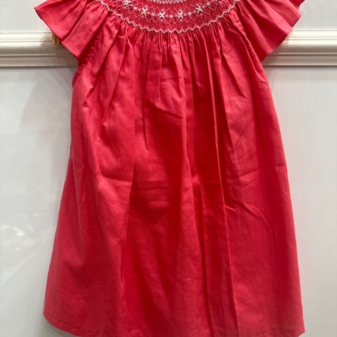 Meleze Hand Smocked Dress Red 6M-2Y With Underwear