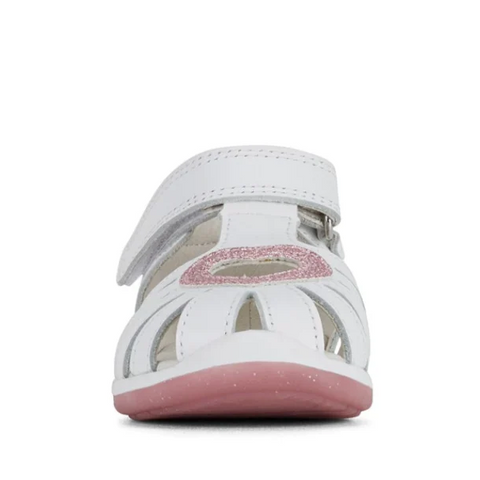 CLARKS MAYA II IN WHITE/PINK GLITTER