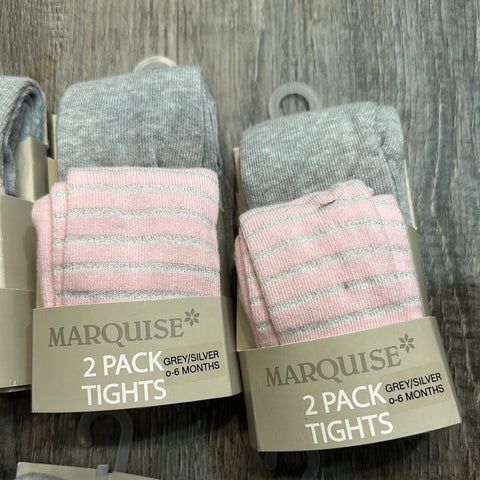 Marquise 2PK Pink and Grey Knitted Cotton Tights