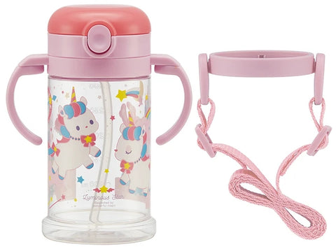 Skater folding straw mug with double handles and shoulder strap- Unicorn