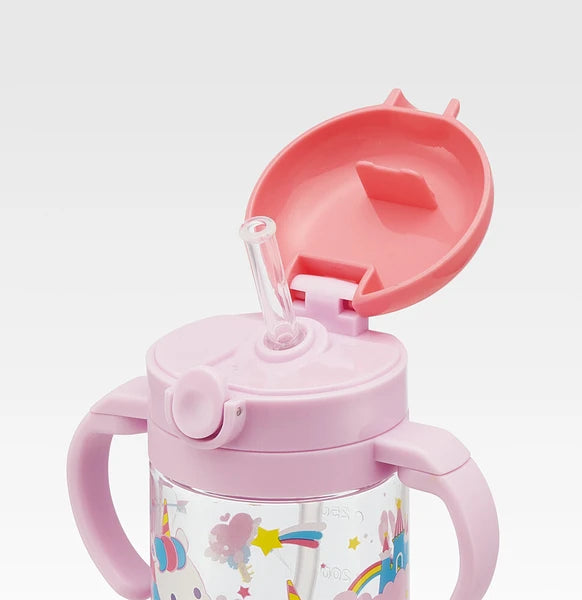 Skater folding straw mug with double handles and shoulder strap- Unicorn