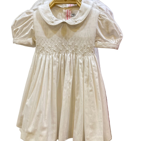 Meleze Hand Smocked Dress White Rosie 1-8Y W2