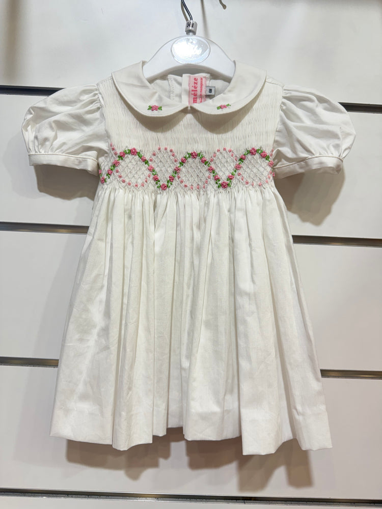 Meleze Hand Smocked Dress Short Sleeves Rosalie 6M-8Y