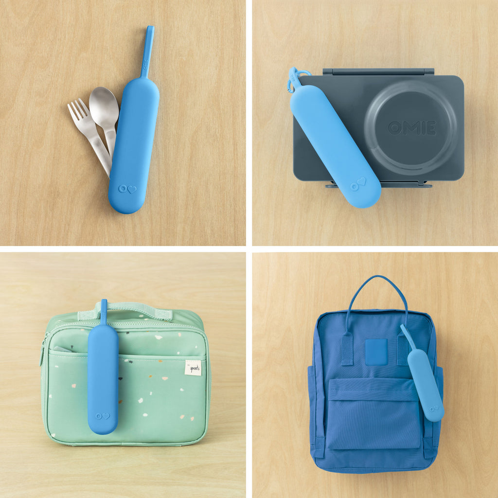 OMIE OMIEBOX UP STAINLESS STEEL 3 PIECE UTENSIL SET-  AZURE