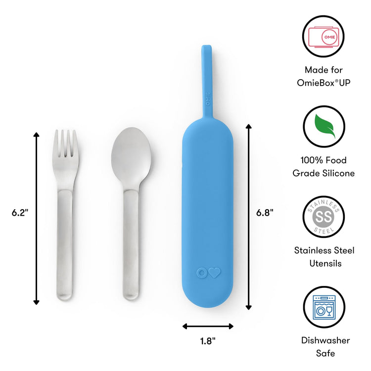 OMIE OMIEBOX UP STAINLESS STEEL 3 PIECE UTENSIL SET- AZURE