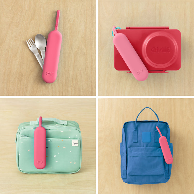 OMIE OMIEBOX UP STAINLESS STEEL 3 PIECE UTENSIL SET- BLUSH
